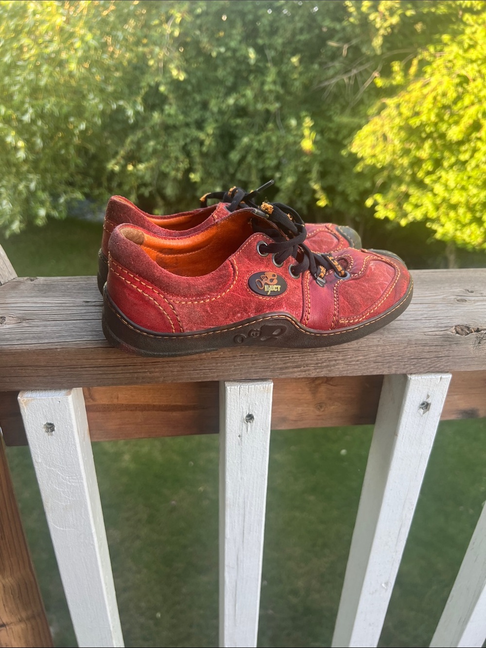 Eject red leather sneakers/walking shoes